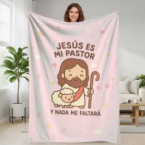 Jesus Is My Shepherd Flannel Blanket  Religious Faith Theme Print  UltraSoft Lightweight Decorative Throw  Perfect For Couch Bed Living Room Church Prayer And Cozy Sunday Mornings