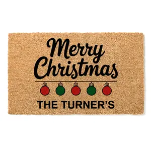 Personalized Christmas Doormat , Custom Family Name Mat , Holiday Welcome Mat , Christmas Porch Decor , Custom Christmas Doormat , Family Name Welcome Mat , Personalized Holiday Porch Decor , Merry Christmas Doormat , Last Name Coir Mat