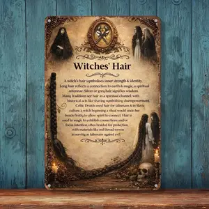 8x12 Inch Aluminium Metal Sign, Witches' Hair Spiritual Symbolism Mystical Wall Decor for Witchy Room & Pagan Altar, Retro Gift for Magic Enthusiasts