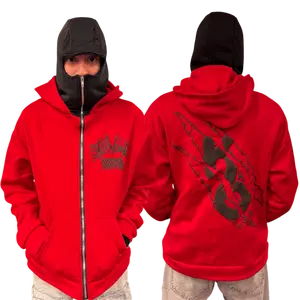 Red Ski Mask Zip Up Hoodie | Kulture Original
