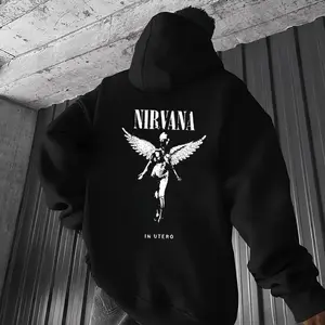 NIRVANA Angel with Wings Dark Style Tshirt, Hoodie, Sweatshirt, Aesthetic Tatoo Outfits, Streetwear Style, Retro Vintage Y2k Men Graphic Tees, tattoo,  Hoodie, Sweatshirt, Spooky Season
