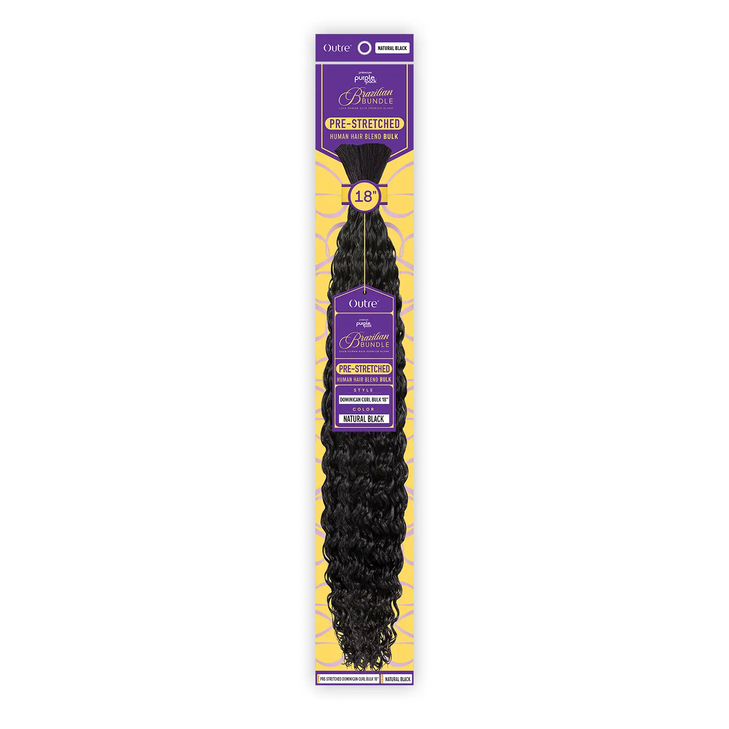 Outre Premium Purple Pack Human Hair Blend Braid Bundles, Pre-Stretched Brazilian Hair Extensions, Dominican Curly Bulk (18-24in), Dominican Curly Hair