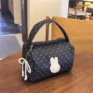 ​​ Mini Handheld Cosmetic Purse Travel Makeup Organizer Durable Stain-Resistant Cosmetic Pouch for Women Students on-the-Go