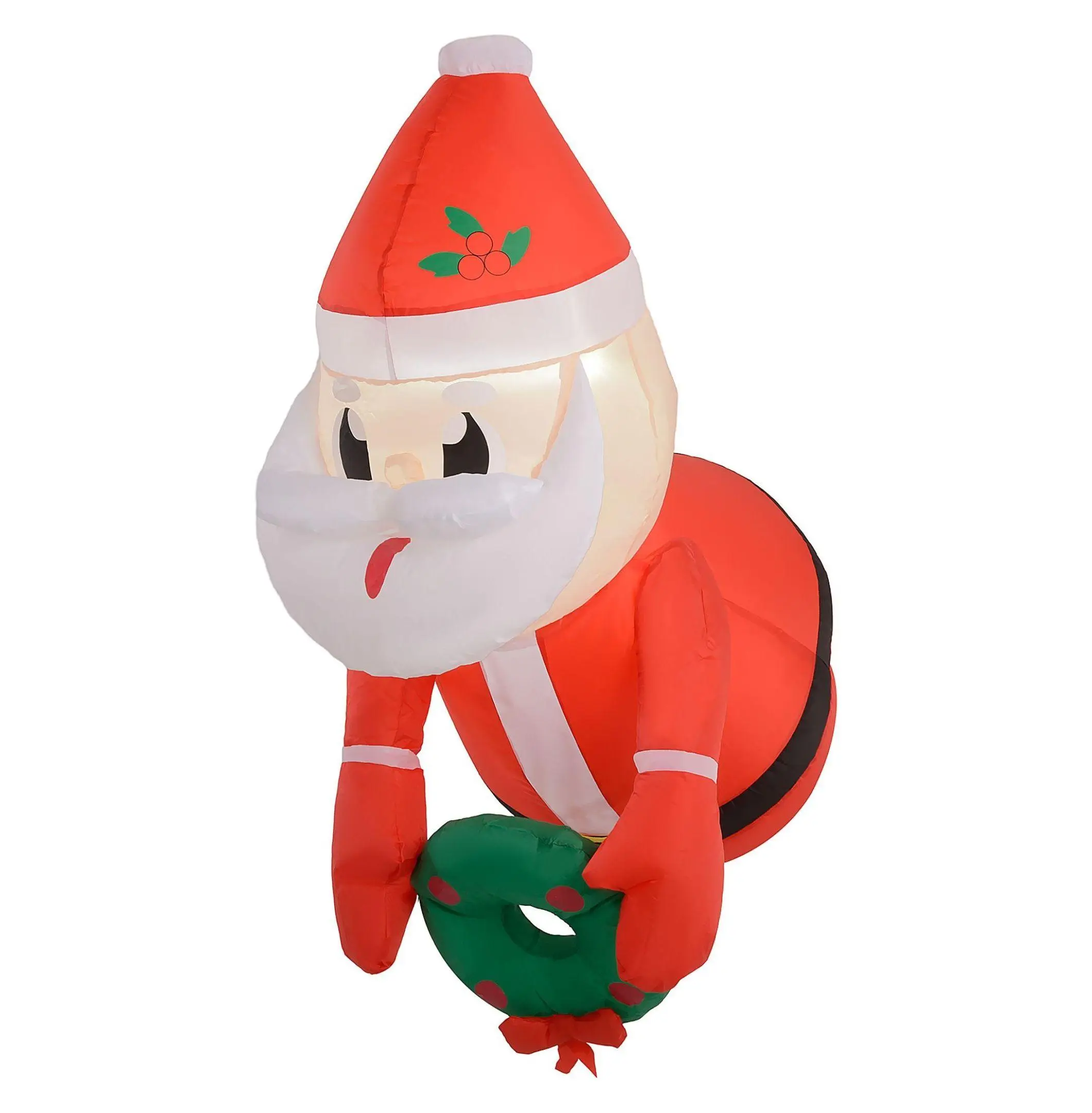 Inflatable Santa Claus Hanging Decoration 3ft - Window Holiday Decor with Wreath & Lights - Outdoor Christmas Yard Inflatables default
