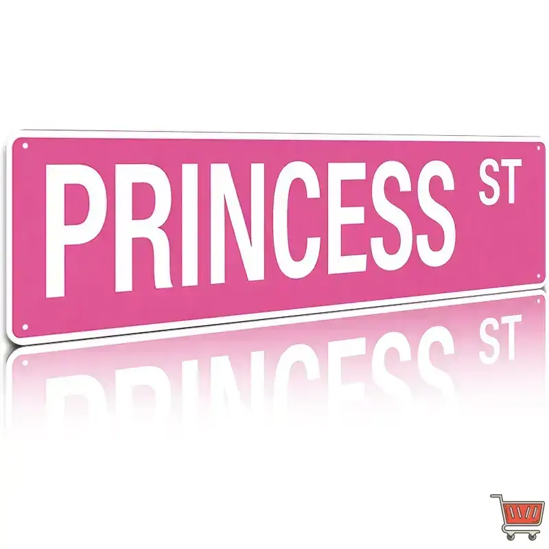 Princess St Pink Aluminum Street Sign 4"x16" Girls Bedroom & Nursery Wall Decor # MetalSigns # PrincessDecor # GirlsRoom # NurseryDecor
