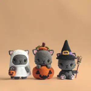 Crochet Halloween Cats Amigurumi Bundle Crochet Gift For Halloween Crochet Cat