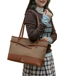 New PU Leather Patchwork Vintage Tote Bag, Durable Material, Large Capacity, Perfect for College Students and Office Workers, Versatile Everyday Use