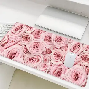 Rose Pattern Mouse Pad, Rectangle Gaming Mouse Pad, Office Desk Keyboard Mat for Home Office Game Room Desk, Non Slip Mousepad