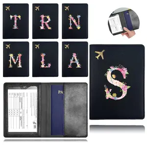 Letter Pattern Passport Holder, Passport Cover, 1 Count PU Leather Modern Passport Travel Wallet, Water-resistant Durable Case for Air Ticket Vaccine Card, Travel Document Holder