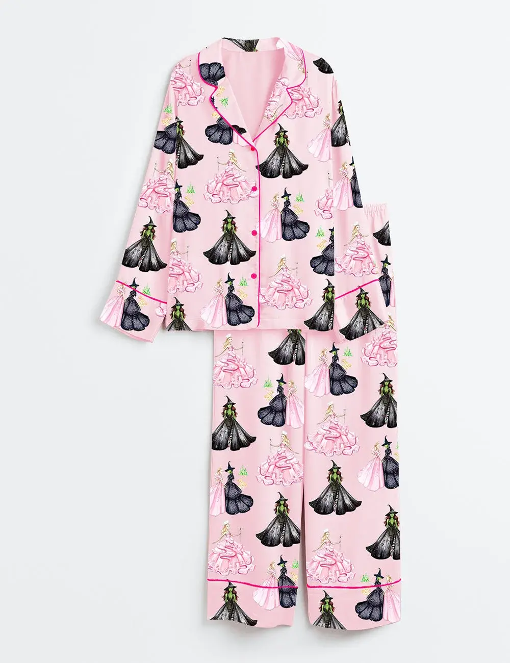 Women's Wicked Print Long Sleeve Satin Pajama Set