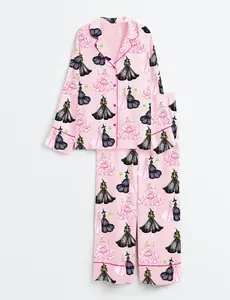 Women's Wicked Print Long Sleeve Satin Pajama Set