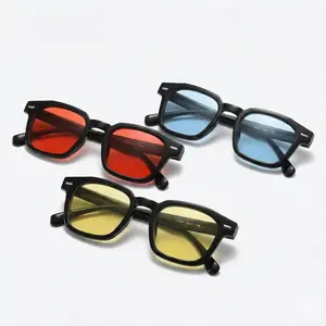3 Pack Retro Square Sunglasses Tinted Lenses Chunky Thick Frame Vintage 70s Yellow Red Blue Shades Unisex Streetwear Festival Party Glasses