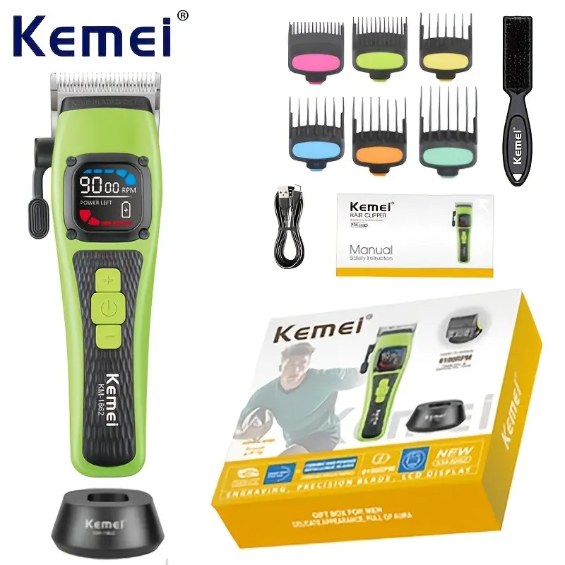 Keme Km-1862 Hair Trimmer Set, Professional Cordless Hair Clipper USB Charging, Men's Electric Hair Cutting Machine, Lithium Ion Batteries, Hair Clippers