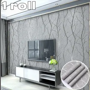 3D Tree Branch Pattern Self-Adhesive Wallpaper Roll, Thick Durable Fabric Wall Covering, Easy Peel & Stick Design for Living Room Home Decor