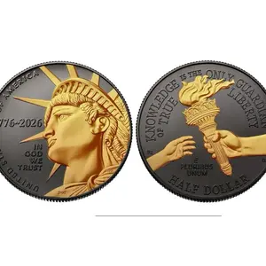 2026-P Enduring Liberty Half Dollar BU Coin America 250 Black Ruthenium 24K Gold