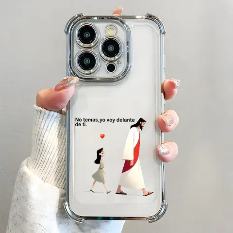 Religious Bible Verse God Jesus Pattern Smartphone Case - Electroplated, Airbag Frame Shockproof, Lightweight Durable Soft TPU Casing, Easy-Remove Protector for iPhone X,11,12,13,14,15,16,17,18 Pro Max Plus Air