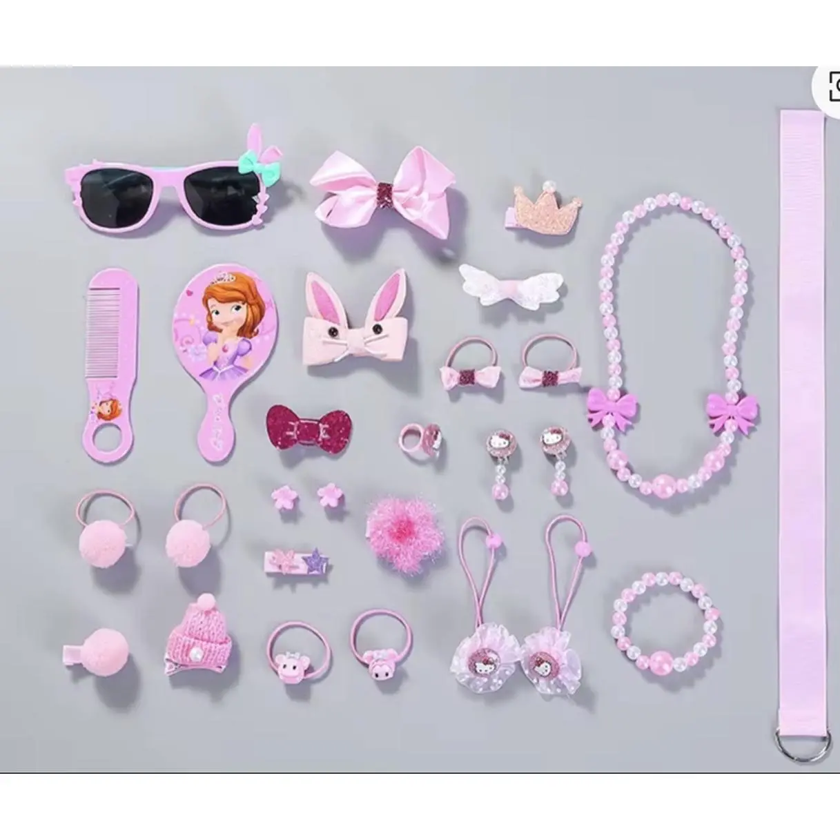 28 PCS Princess Dress-Up Set with Hair Clips Crown Sunglasses Necklace Earrings Perfect Gift for Young Girls Parties Birthdays