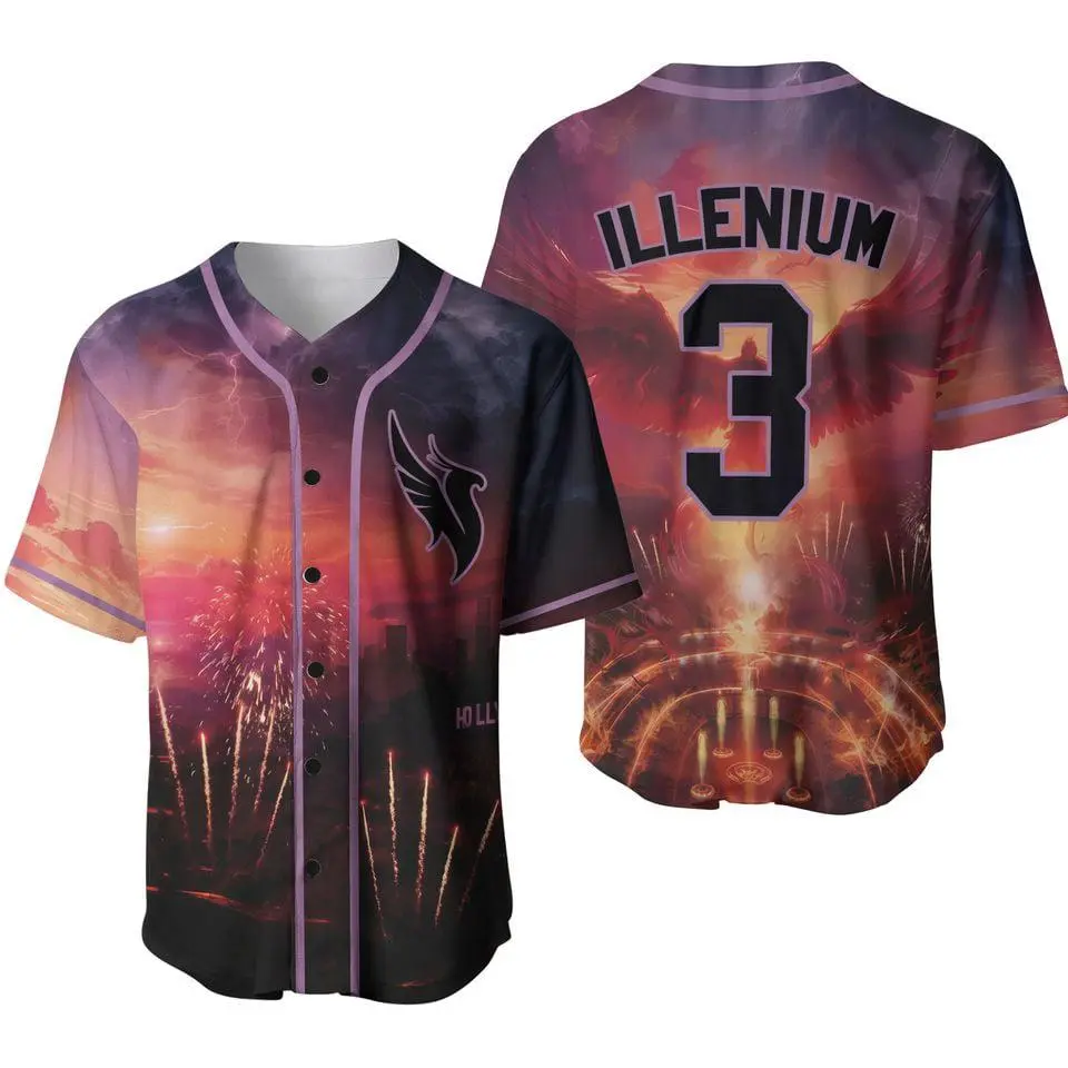 Illenium Inspired Baseball Jersey, AOP Unisex Music Festival Streetwear Tee