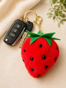 Strawberry Plush Keychain Charm