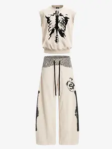 Thesupermade Skeleton Graphic Sleeveless Top and Pants Set - 2628