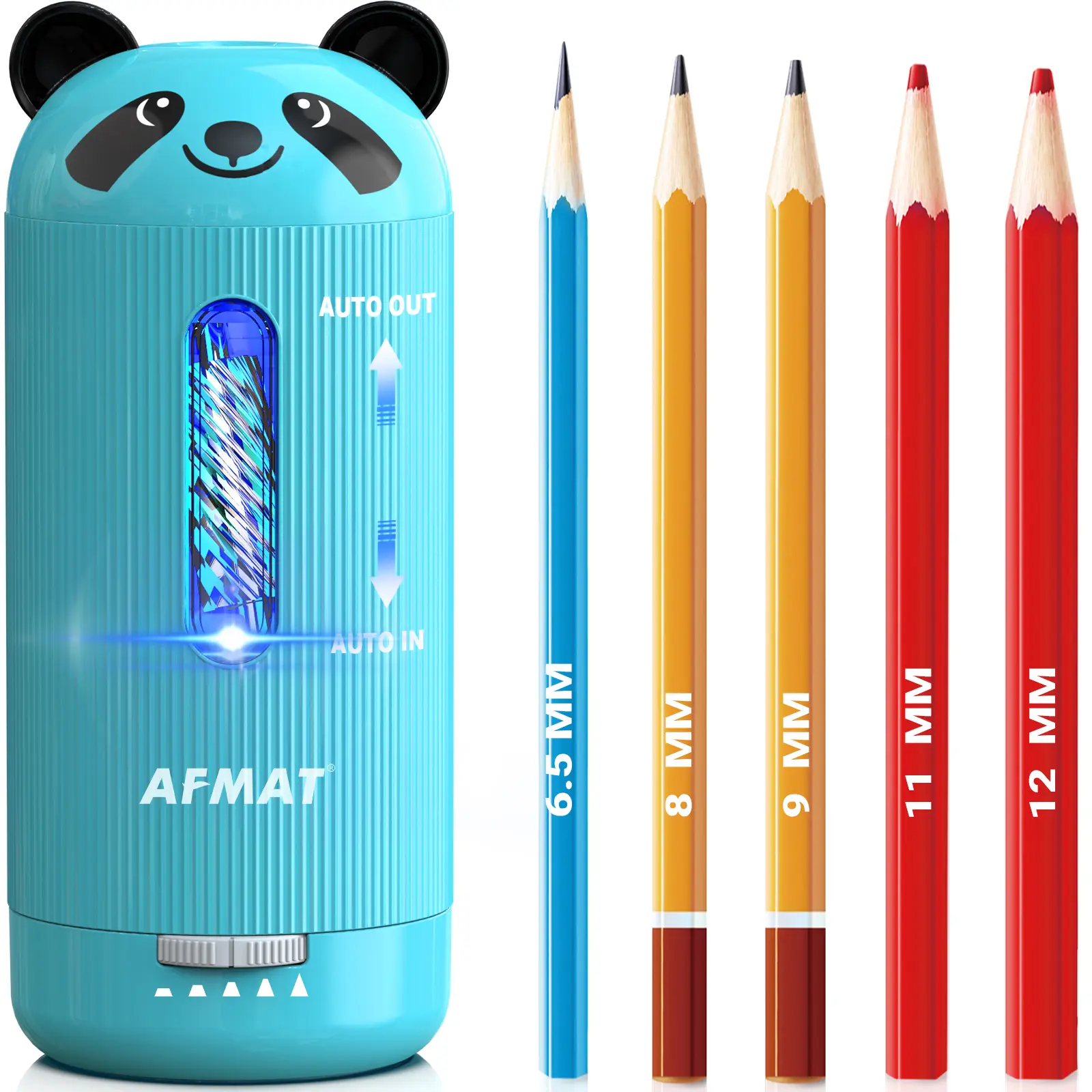 AFMAT Cordless Rechargeable Electric Pencil Sharpener - Playful Panda Compact, Fully Automatic In & Out, 5 Settings, Fast Sharpening, 6.5-12mm Fit for Most Pencils, Ideal for Classrooms, Coloring & Drawing,techvibes