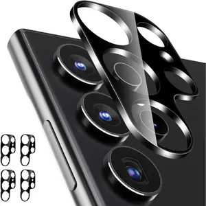 4 Pack Camera Lens Protector for Samsung Galaxy S24 Ultra, 9H Tempered Glass Lens Cover, Anti-Scratch & Case Friendly [Not Affect Flash & Night Shot], Black