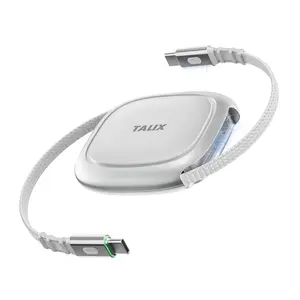 TALIX 240W Retractable USB C Cable, PD 3.2 Fast Charging USB C to USB C Cable with Mag Snap Storage, E-Marker Chip, Anti-Tangle Retractable Cord for Travel, iPhone 17, MacBook, Samsung S25, 3.94FT