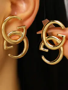 Elegant Twin G Letter Classic Style Earrings, Stud Earring Jewelry, Fashionable Office Party Jewelry, Perfect for Daily Wear, Complements Shirts and Suits