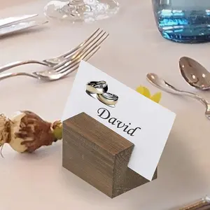 20-Piece Square Brown Wood Business Card and Table Number Holders