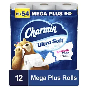 Ultra Soft Smooth Tear Toilet Paper, Mega Rolls, 12 Rolls