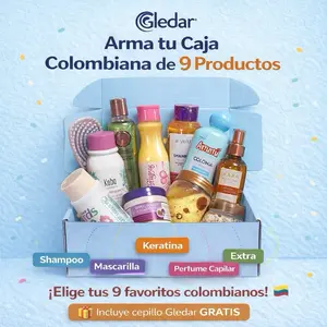 Gledar Arma tu Caja Colombiana de 9 Productos - Shampoo, Mascarilla, Perfume Capilar, Keratina, Extra, Incluye cepillo Gledar GRATIS