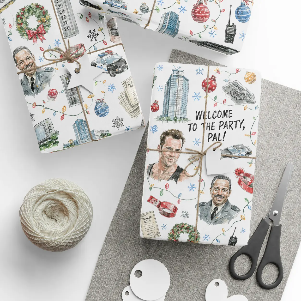 Die Hard Christmas Wrapping Paper, Funny 80s Action Movie Gift Wrap, Christmas Gift Idea for Him