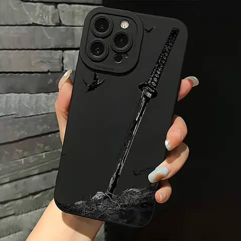 Fashion Unisex Preppy Street American Retro Casual TPU Shell Sword Design Phone Case - Casing, Cover for iPhone 16 Plus,16,15,14,13,12,11,X,XS,8,7,SE,Mini,Pro,Max Series - Wireless Protection, Handheld Devices Accessories, Ideal Gift for Friends