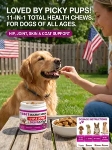 Soft Chews 11 In-1 Multivitamin Daily Supplement Healthy Natural for Puppies Adults Seniors Dogs with Glucosamine Zinc Omega 3 Probiotics 120 Counts Probiotic Soft Chews for Dogs dog  medicine  spray dog  seasoning