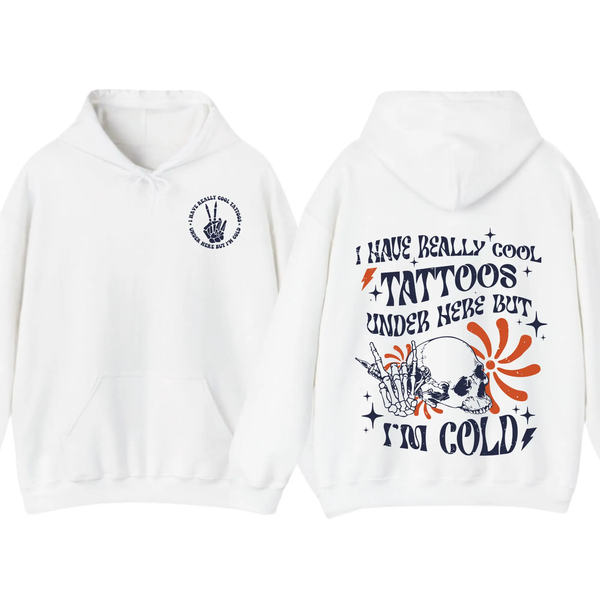 I Have Cool Tattoos But Im Cold Hoodie, Funny Tattoo Hoodies, Tattoo Lover Sweatshirt, Funny Tattoos, Funny Skull Tattoos Hoodie