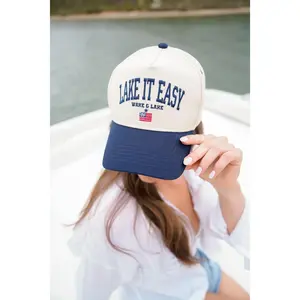 Lake it Easy - Navy Vintage Trucker Hat