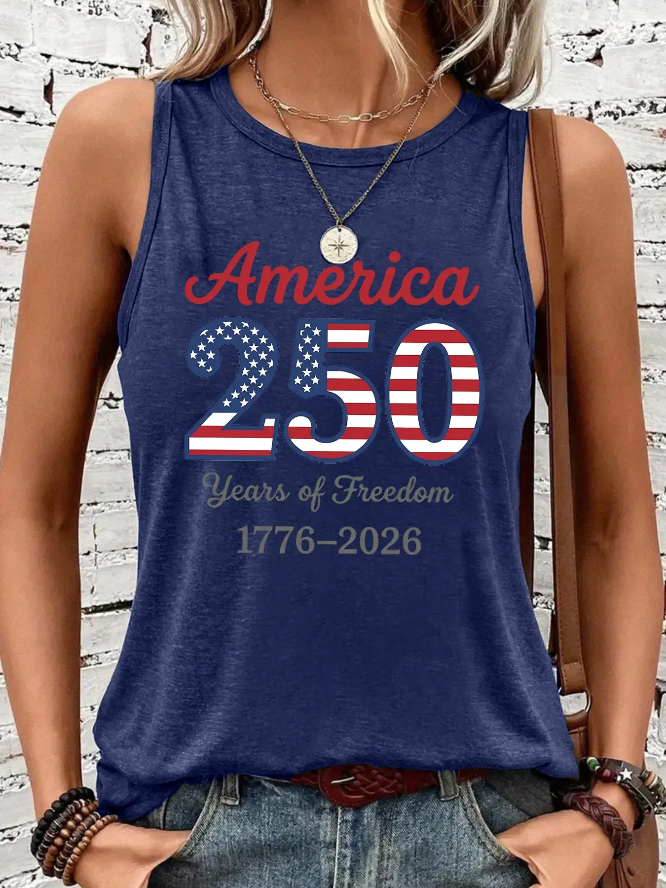 Women's Fashion American Flag Graphic Tank Top, Breathable Sleeveless Tops, Chic Casual Sleeveless Round Neck Vest for Independence Day, Casual Summer Wear, Lightweight Fabric