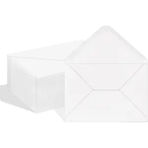 100 Pack White A7 5x7 V Flap Invitation Envelopes for Photos Cards Birthday Weddings Graduations Announcements Baby Shower 5.28"x7.13" White