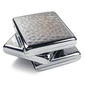 Premium Silver\Gloden Metal Cigarette Case Featuring Intricately Engraved Graphics and Assorted Textures for a Sophisticated, Stylish Look – Crafted from Durable, High-Quality Metal to Protect and Store Up to 20 Standard