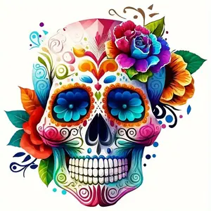 6-inch Mexican Day of The Dead Skull Pattern Vinyl Sticker, Suitable for Laptops, Bottles, Trucks, Mobile Phones, Motorcycles, Windows, Cups