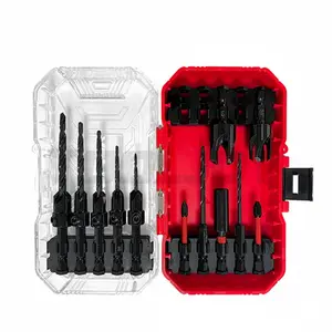 15PCS Woodworking Countersink Bit Set - Tapered Drill Bits with Wood Plug Cutters for Perfect Screw Finish, 1/4" Hex Shank Quick Change Pre-drilling Set with Organizer Box