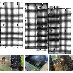 Adjustable Plastic Aquarium Fish Tank Divider Filter Bottom DIY Grid Isolation Board Egg Crate Tray, Black 4pcs 11.8X5.9 Inch with 0.15 Inch Hole