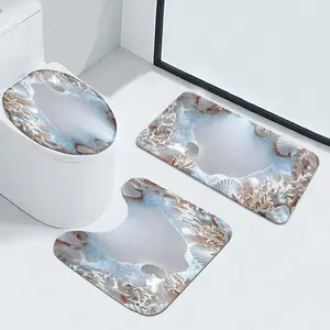 3-Piece Imitation Cashmere Bathroom Set with Seashell Pattern, Fresh and Natural Design, Cozy Touch for Romantic Atmosphere in Bathroom