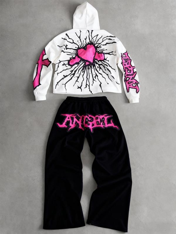 Tiktok Trendy Y2K Style Angel Hoodie & Long Pants Set, Unisex Fall Winter Fleece Sweatshirt, Streetwear Gothic, Couples Fashion Gift Tiktok Trendy Y2K Style Angel Hoodie & Long Pants Set, Unisex Fall Winter Fleece Sweatshirt, Streetwear Gothic, Couples Fashion Gift