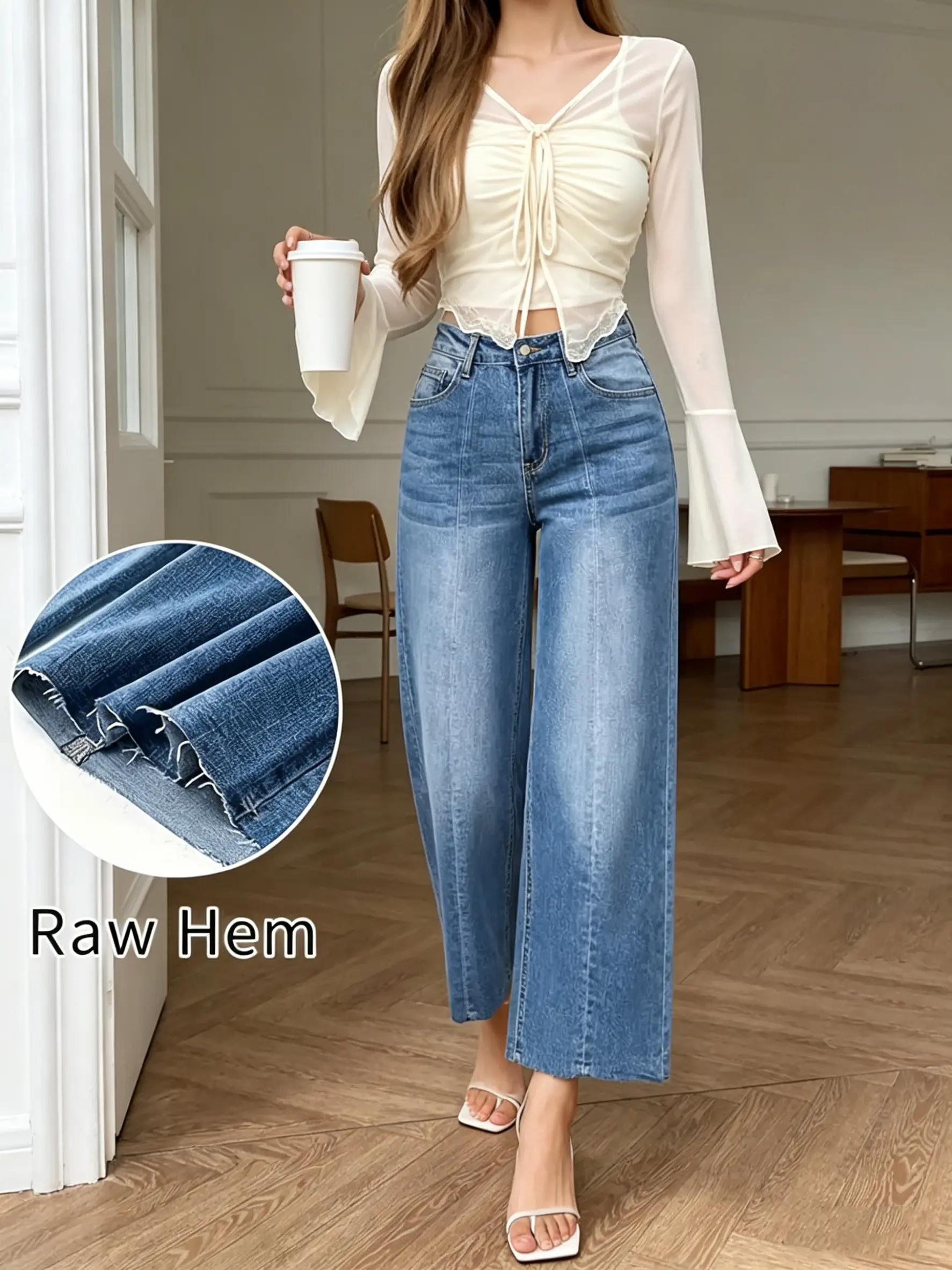 Women's Elastic Waistband Frayed Hem Capri Pants - Casual Fit for Everyday Wear & Versatile Styling