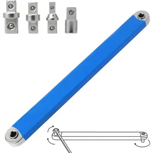 Offset Extension Wrench, PRO Offset Extension Wrench, Zero Degree Ratchet Extension Set Impact Ready Socket Wrench Extender Tool with 1/2", 1/4", 3/8" Drive Adapters and 1/4" Socket for Tight Place