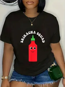 100% Cotton Sriracha Sauce Kawaii Face Tee T-Shirt T-Shirt