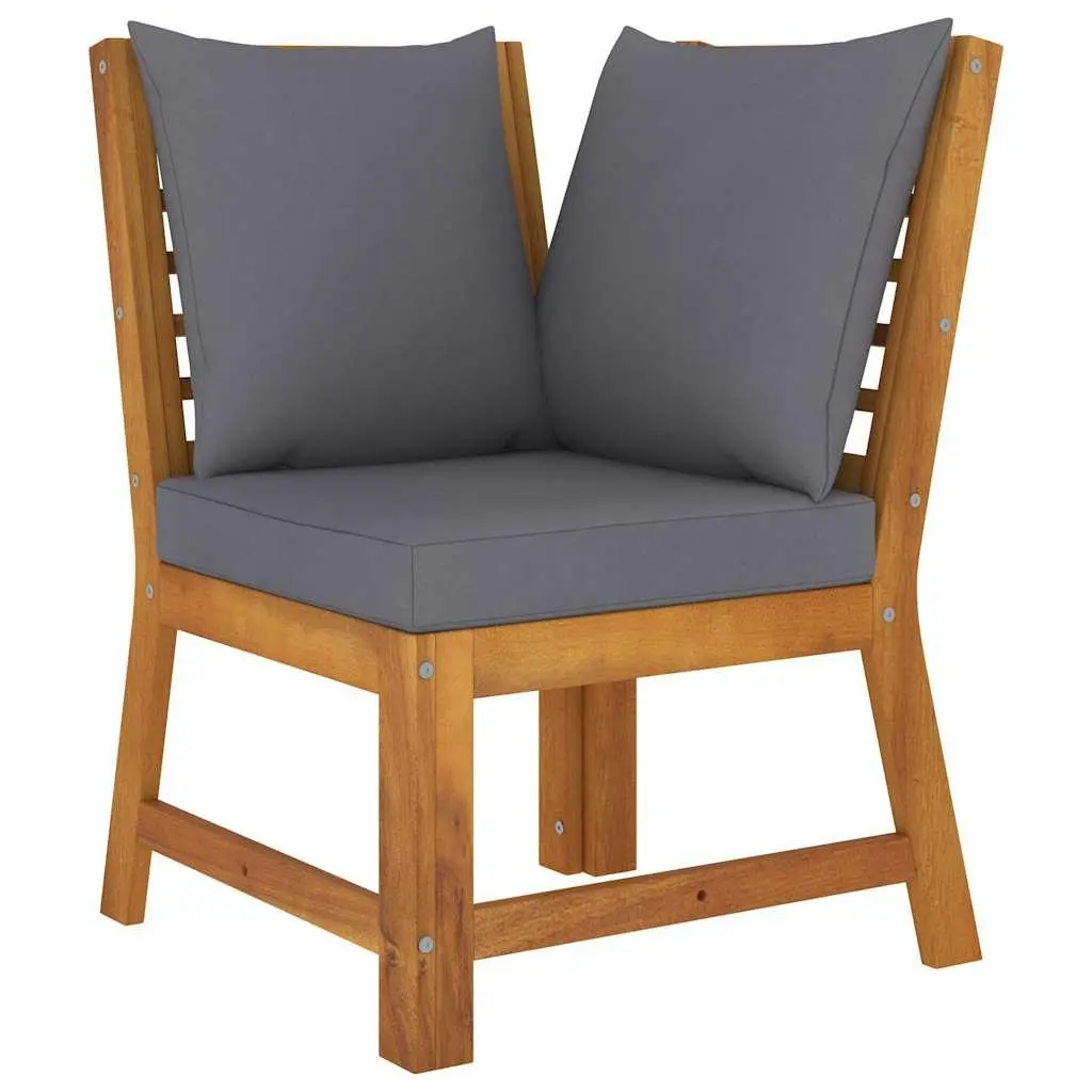vidaXL Corner Sofa, Sectional Sofa with Cushions, Modular Seat with Tea Table, Outdoor Furniture Set for Garden, Rustic, Solid Acacia Wood 311841
