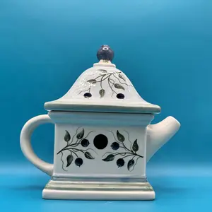 Blueberry Birdhouse Teapot: Whimsical Ceramic Collectible