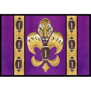 Carolines Treasures 8205-MAT Tiger Football Fleur de lis Indoor Or Outdoor Mat - 18 x 27 in.